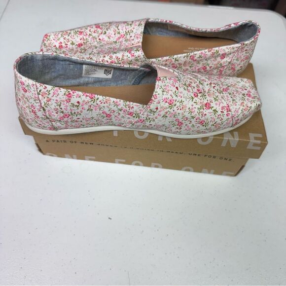 Toms Classic Multi pink floral shoes size 8.5 women’s embroidered slip on - Picture 3 of 6